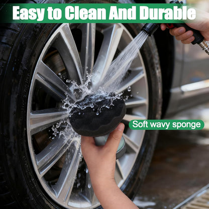 Flow Tire Shine Applicator, Reusable Car & Truck Tire Dressing Applicator, No-Drip Streak-Free Tire Shine Applicator Pad, Car Detailing Foam Sponge Pad for All Tire Shine & Gels(Black+Green)