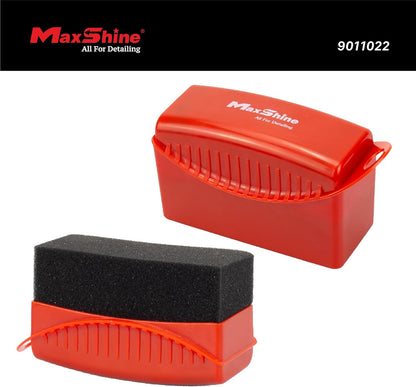 Maxshine Universal Tire Shine Applicator with Protective Cover – Dense Foam Pad with Ergonomic Grip – Mess-Free Tire Dressing Tool for Coating, Cleaning & Car Detailing – Auto, Boat & Marine Detailing