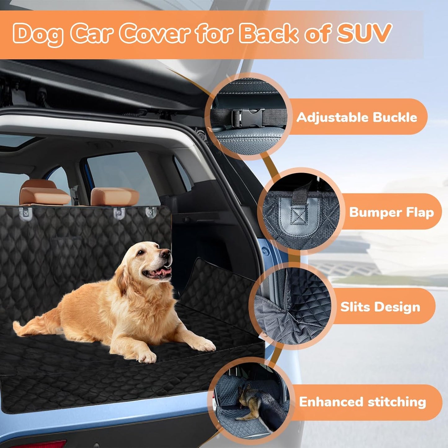 SUV Cargo Liner for Dogs, 200 * 135cm Pet Dog Car Seat Cover with Side Flaps for SUVs Backseats, Dog Car Trunk Seat Protector Cover Mat for Universal Car Trunk Pet (79inch*53.14inch)