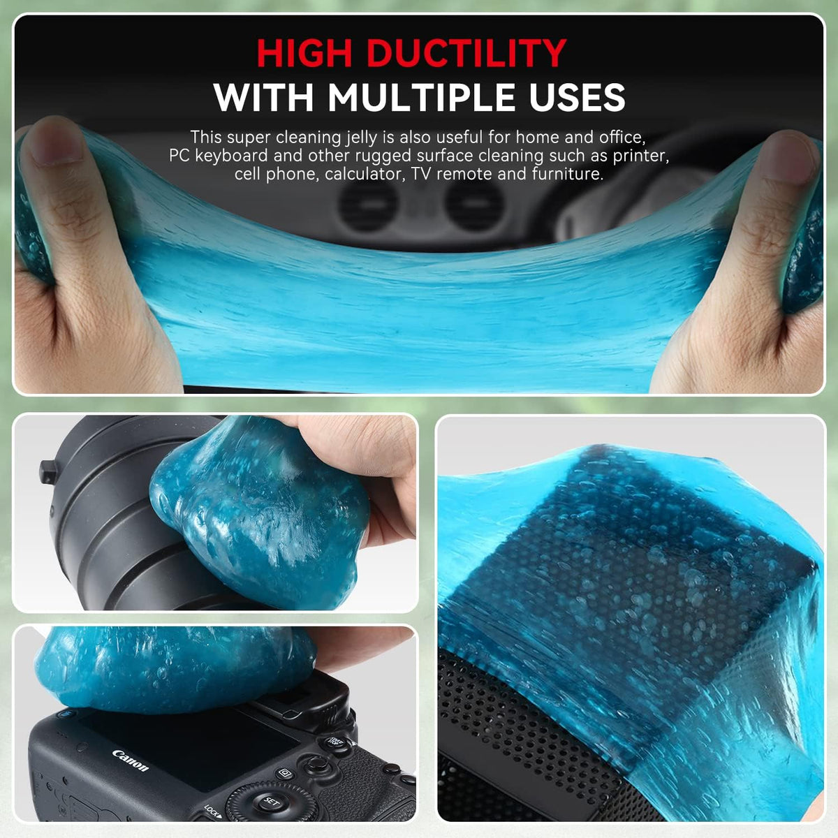 Auto Dynasty Pack of 4 Car Cleaning Gel, 2024 Universal Auto Detailing Tools Car Interior Air Vent Dust Cleaner Slime Putty Jelly for Printers, Camera, Calculator, Keyboard (Red, Blue, Green, Yellow)