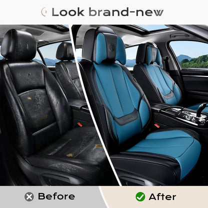 Coverado Seat Covers Full Set, Black Seat Covers for Cars 5 Seats, Car Seat Protector, Waterproof Nappa Leather Car Seat Cushion, Front and Rear Car Seat Cover Fit for Most Sedans SUV Pick-up Truck - Colors B