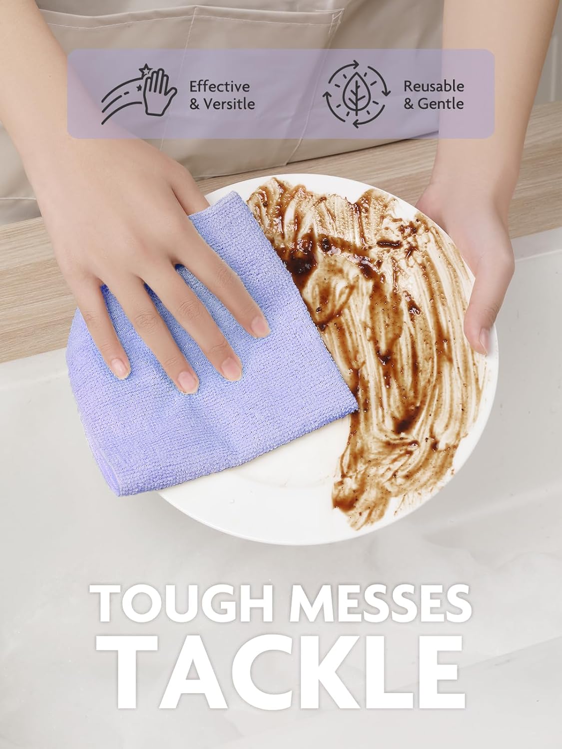 Fantasticlean Microfiber Cleaning Cloth Roll -75 Pack, Tear Away Microfiber Towels, 12" x 12", Reusable, Washable, Scratch Free, Ultra Absorbent for All-Around Cleaning Supplies (DimGray)