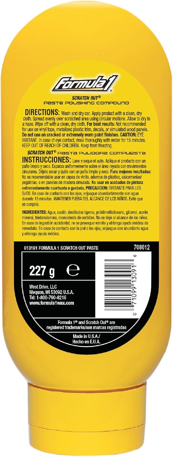 Formula 1 Scratch Out Liquid - Car Scratch Remover and Polishing Compound for Light Scratches, Hazy Paint and Swirl Marks (7 oz.)