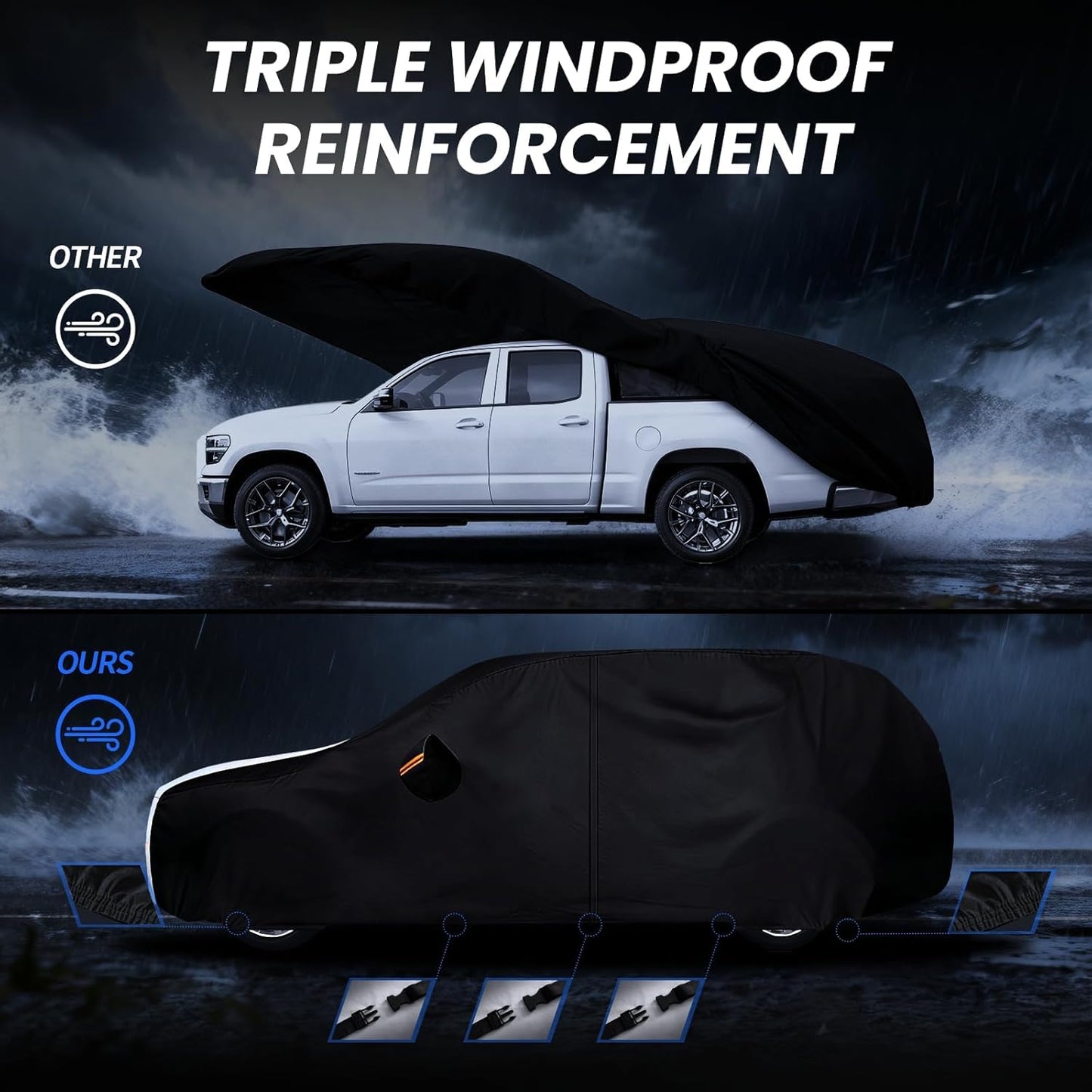 Large SUV Car Cover for Chevy Suburban 100% Waterproof All Weather, Heavy Duty Outdoor Full Exterior Covers Rain Sun Wind UV Protection. - Colors A