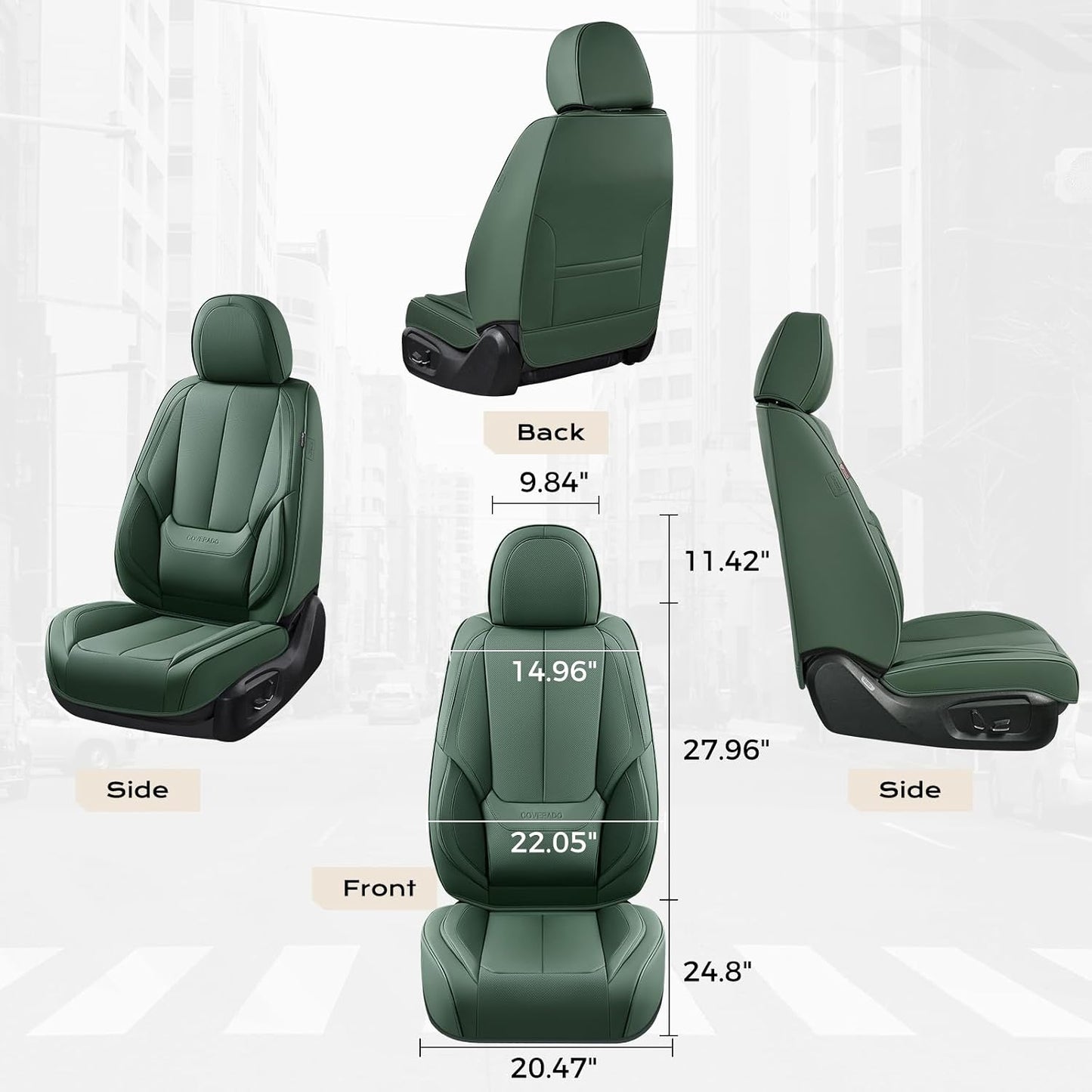 Coverado Seat Covers Full Set, Black Seat Covers for Cars 5 Seats, Car Seat Protector, Waterproof Nappa Leather Car Seat Cushion, Front and Rear Car Seat Cover Fit for Most Sedans SUV Pick-up Truck - Colors A