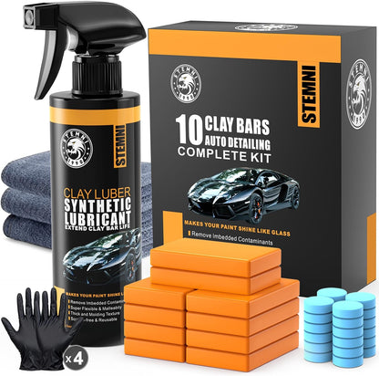 10 Pack Car Clay Bar Kit, Premium Grade Clay Bars Auto Detailing, Clay Luber Synthetic Lubricant, Car Wash Detailing Cleaning Kit for Car, SUV, RV, Truck