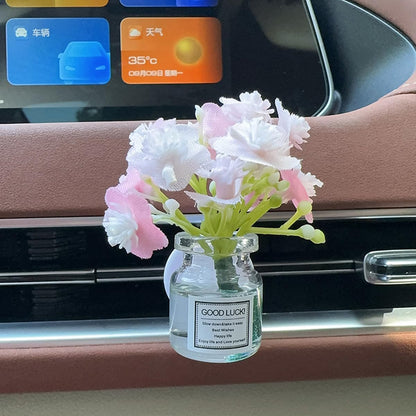 Set of 4 Cute Flower Bouquet Car Air Freshener Vent Clips, Mini Artificial Flowers for Car Air Vent Decoration, Auto Interior Dashboard Ornament Accessories
