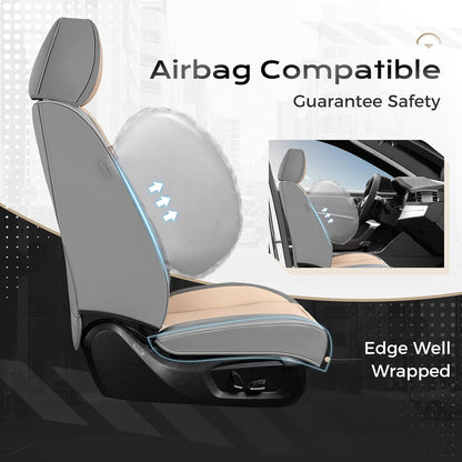 Coverado Seat Covers Full Set, Black Seat Covers for Cars 5 Seats, Car Seat Protector, Waterproof Nappa Leather Car Seat Cushion, Front and Rear Car Seat Cover Fit for Most Sedans SUV Pick-up Truck - Colors B