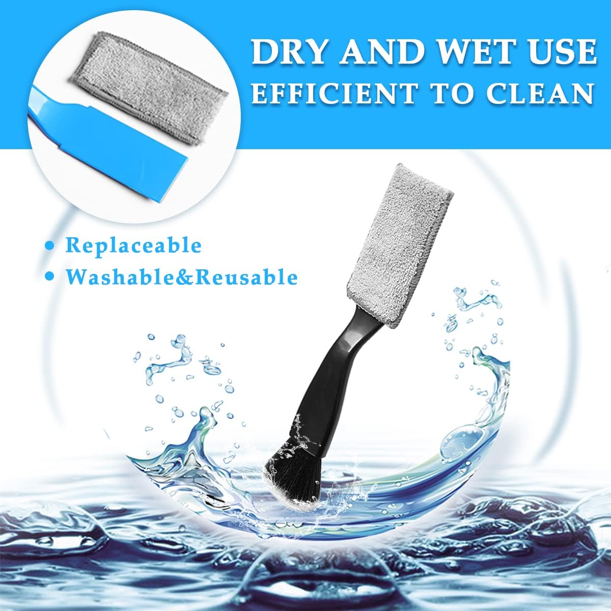 Ziciner 2 PCS Double Head Brush for Car Clean, Soft Auto Interior Duster Detailing Brushes, Universal Vehicle Dashboard Screen, Air Vents, Computer etc Cleaning Tool Accessories (Black)
