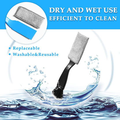 Ziciner 2 PCS Double Head Brush for Car Clean, Soft Auto Interior Duster Detailing Brushes, Universal Vehicle Dashboard Screen, Air Vents, Computer etc Cleaning Tool Accessories (Black)