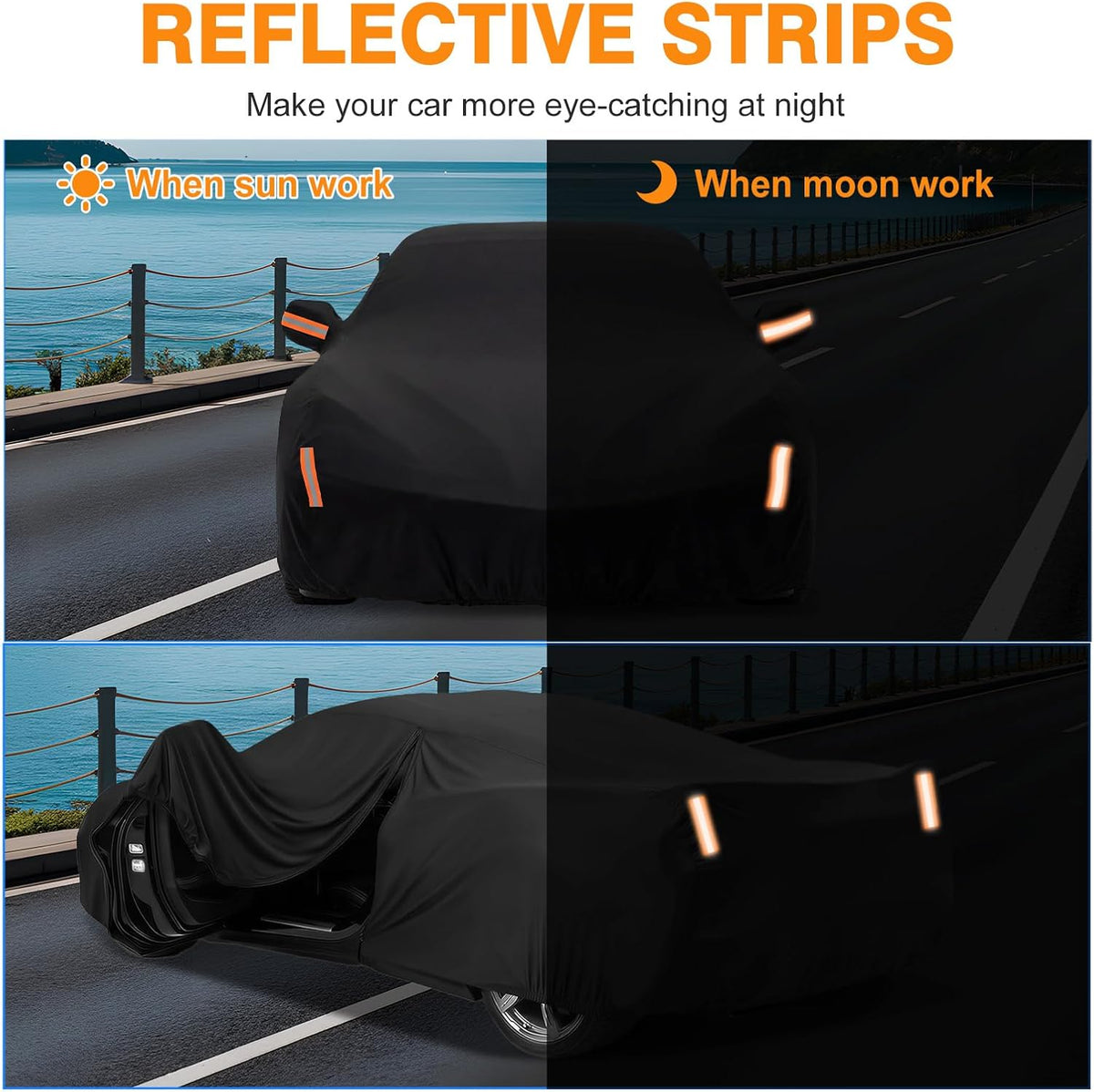 NEVERLAND Sedan Car Cover Waterproof Heavy Duty All Weather Protection Snow Anti-UV Windproof Outdoor Full Car Cover Fit for Automobiles BMW/Mercedes-Benz/Honda（for Car Size:183''L x 70''W x 59''H）