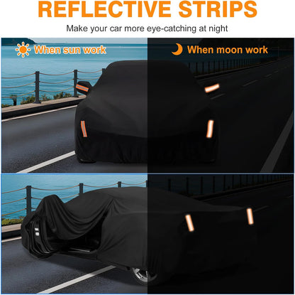 NEVERLAND Sedan Car Cover Waterproof Heavy Duty All Weather Protection Snow Anti-UV Windproof Outdoor Full Car Cover Fit for Automobiles BMW/Mercedes-Benz/Honda（for Car Size:183''L x 70''W x 59''H）