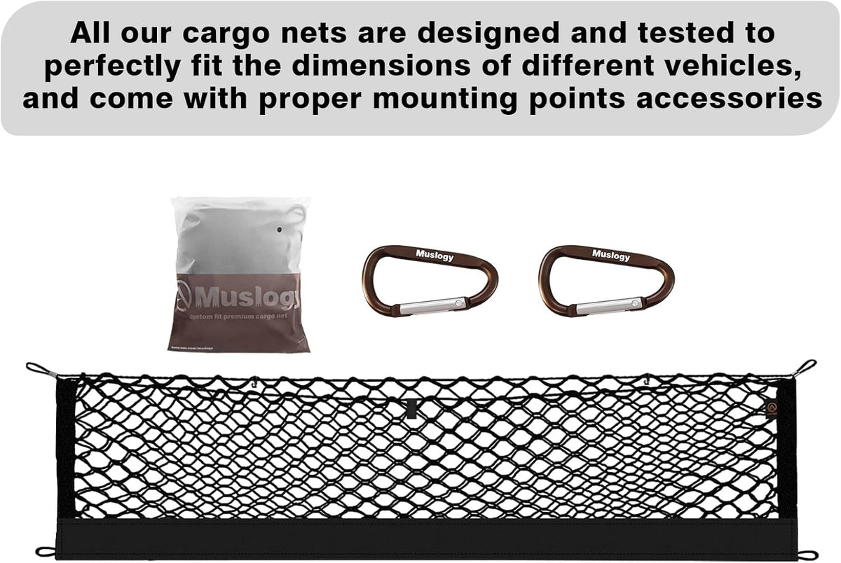 Muslogy Truck Bed Cargo Net Trunk Netting Compatible with 2023-2025 2026 Honda CR-V Accessories, Pickup Cargo Organizer SUV Sedan Storage Net w/Heavy Duty Carabiners - Colors A
