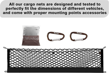 Muslogy Truck Bed Cargo Net Trunk Netting Compatible with 2023-2025 2026 Honda CR-V Accessories, Pickup Cargo Organizer SUV Sedan Storage Net w/Heavy Duty Carabiners - Colors A