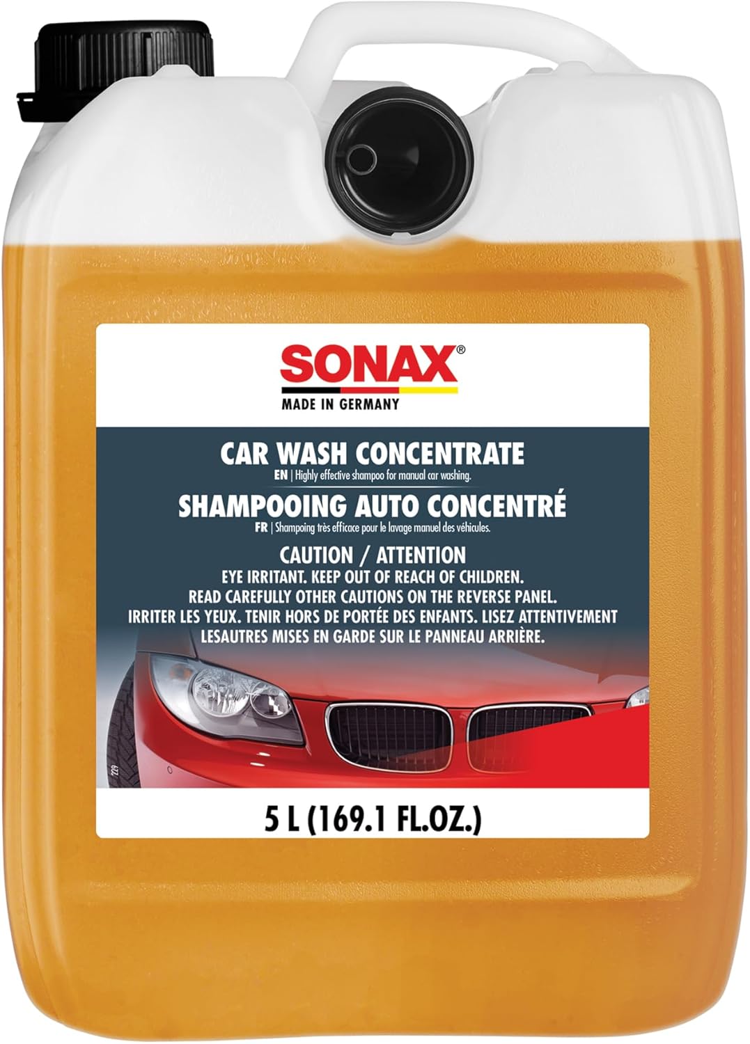 SONAX Car Wash Shampoo Concentrate 314300 | High-Foaming pH-Neutral Formula for Effective Cleaning | Safe on All Paint Wax Sealants & Coatings | Removes Dirt Grime and Road Film | 1L (33.3oz)