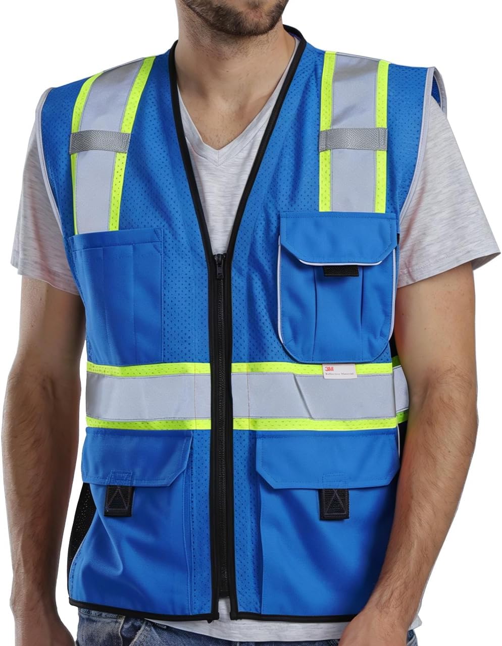 Dib Safety Reflective Mesh Vest ANSI Class 3, High Visibility with Pockets and Zipper, Made with 3M Reflective Tape, Yellow XL