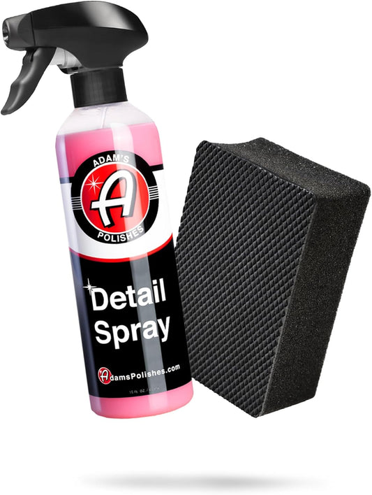 Adam's Polishes Detail Spray & Clay Block Kit- Reusable Hybrid Clay Bar Sponge that Removes Embedded Residues Like Brake Dust, Paint Overspray, & Industrial Fallout from Your Car, Truck, Van, or RV