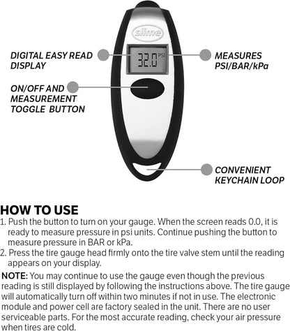 Slime 20049 Tire Pressure Gauge, Large Face Dial Analogue Gauge, 5-60 PSI