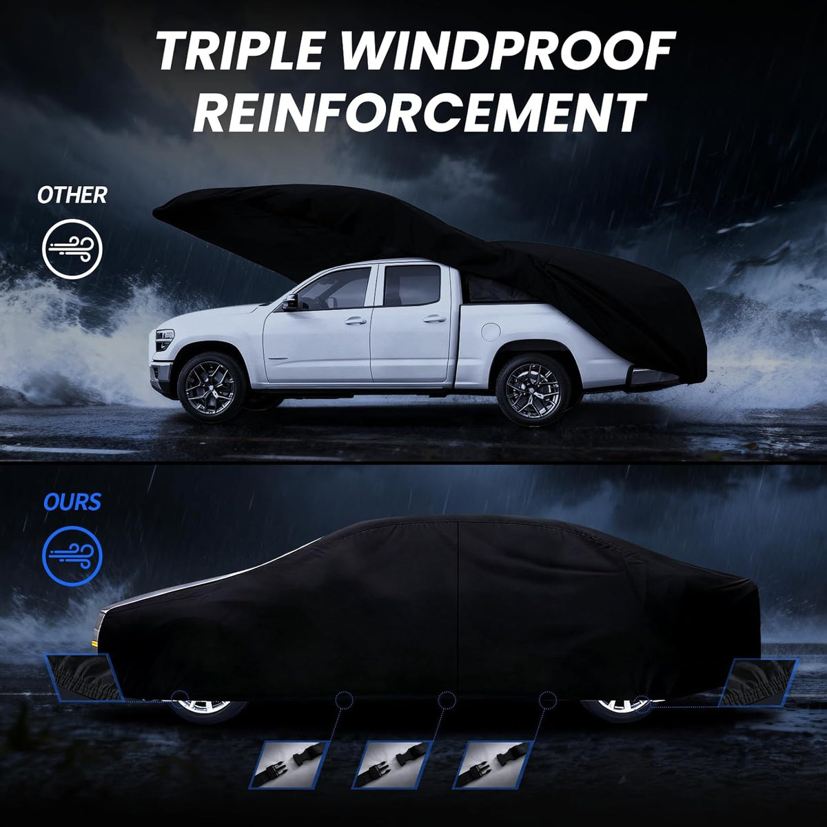 Large SUV Car Cover for Chevy Suburban 100% Waterproof All Weather, Heavy Duty Outdoor Full Exterior Covers Rain Sun Wind UV Protection. - Colors A