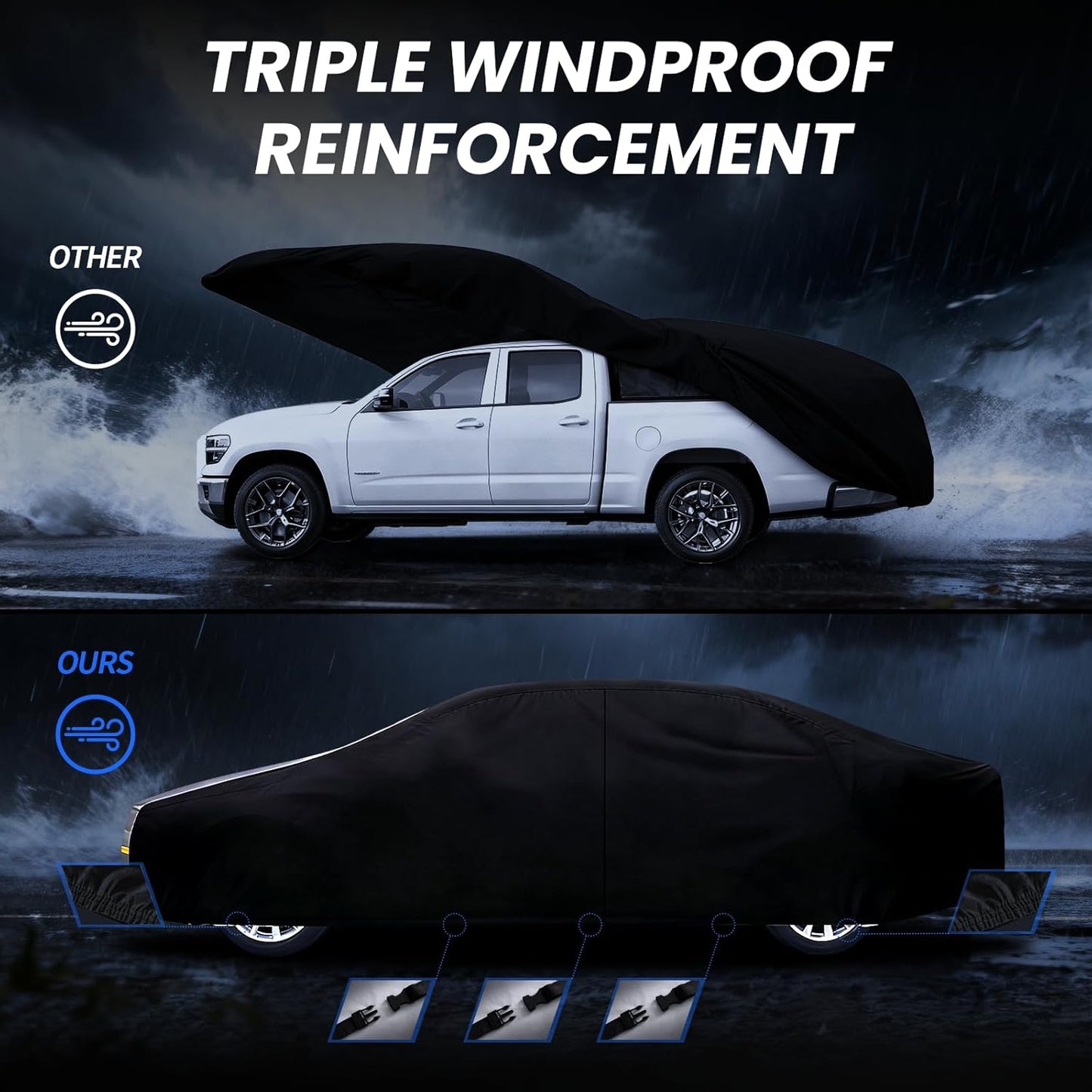 Large SUV Car Cover for Chevy Suburban 100% Waterproof All Weather, Heavy Duty Outdoor Full Exterior Covers Rain Sun Wind UV Protection. - Colors B