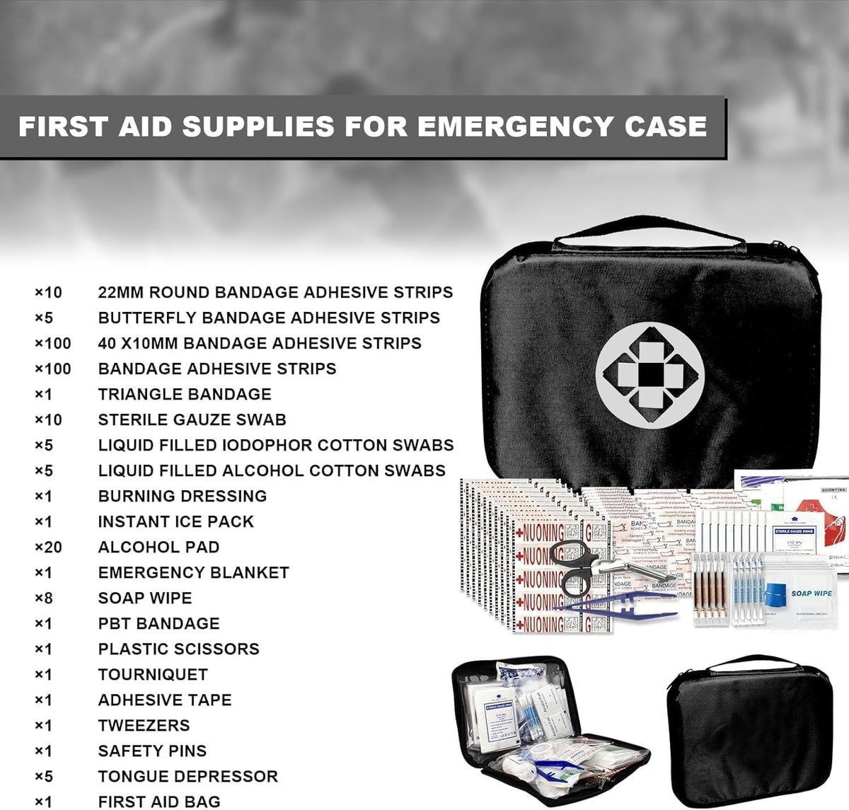 Travel-First Aid-Kit Car-Home 300PCS Survival-Kit Outdoor-Adventure - Small Portable Red Emergency Essential Sets Office Hiking Camping Business Public Must Have First Aid Gear Equipment 1st Aid