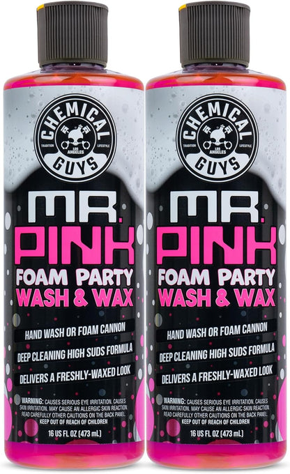 Chemical Guys Mr. Pink Foam Party Wash & Wax – 128 oz Tangerine Scent High Foaming Car Wash Soap for Foam Cannons and Buckets – Safe on Paint, Clear Coat, Cars, Trucks, SUVs, and RVs