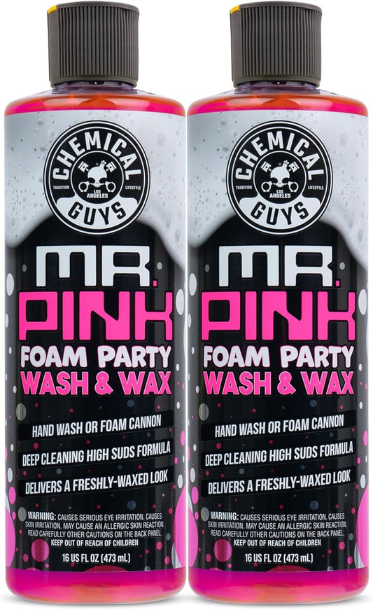 Chemical Guys Mr. Pink Foam Party Wash & Wax – 128 oz Tangerine Scent High Foaming Car Wash Soap for Foam Cannons and Buckets – Safe on Paint, Clear Coat, Cars, Trucks, SUVs, and RVs