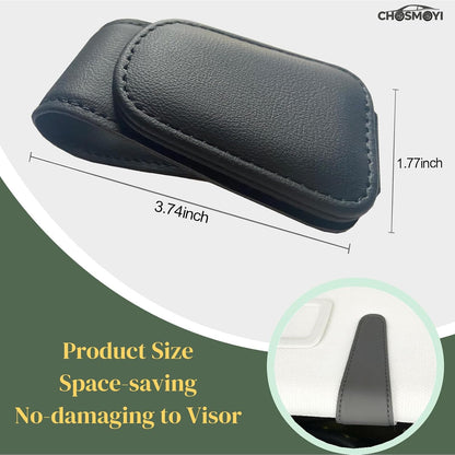 CHOSMOYI Magnetic Leather Sunglass Holder for Car, Sunglasses Clip for Car Visor, Auto Interior Accessories Universal for Different Size Eyeglasses (Black)