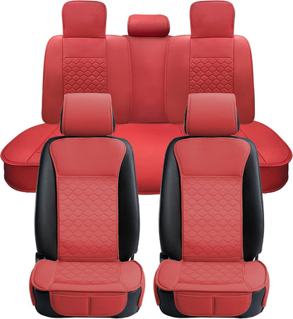 Elantrip 2PCs Front Car Seat Covers Leather Water Proof Seat Protector Universal fit for Most Cars SUVs and Trucks Black