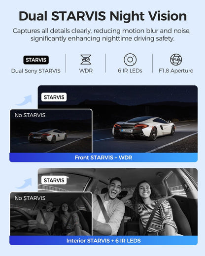 AZDOME M550 Max 4K 3 Channel Dash Cam, Dual STARVIS 2 Sensors, 4K+2.5K+1080P Front and Rear Inside Triple Car Camera, Built-in WiFi GPS, 64GB Card Included, IR Night Vision, Ride Share Accessories
