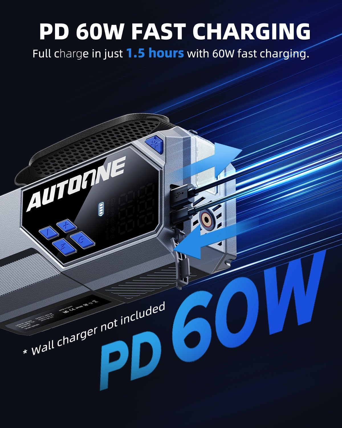AUTOONE 6000A Car Battery Jump Starter Up to All Gas & 12L Diesel Engine, Car Battery Jumper Starter Portable 12V Jump Box with USB Output, Storage Case, LED Flashlight