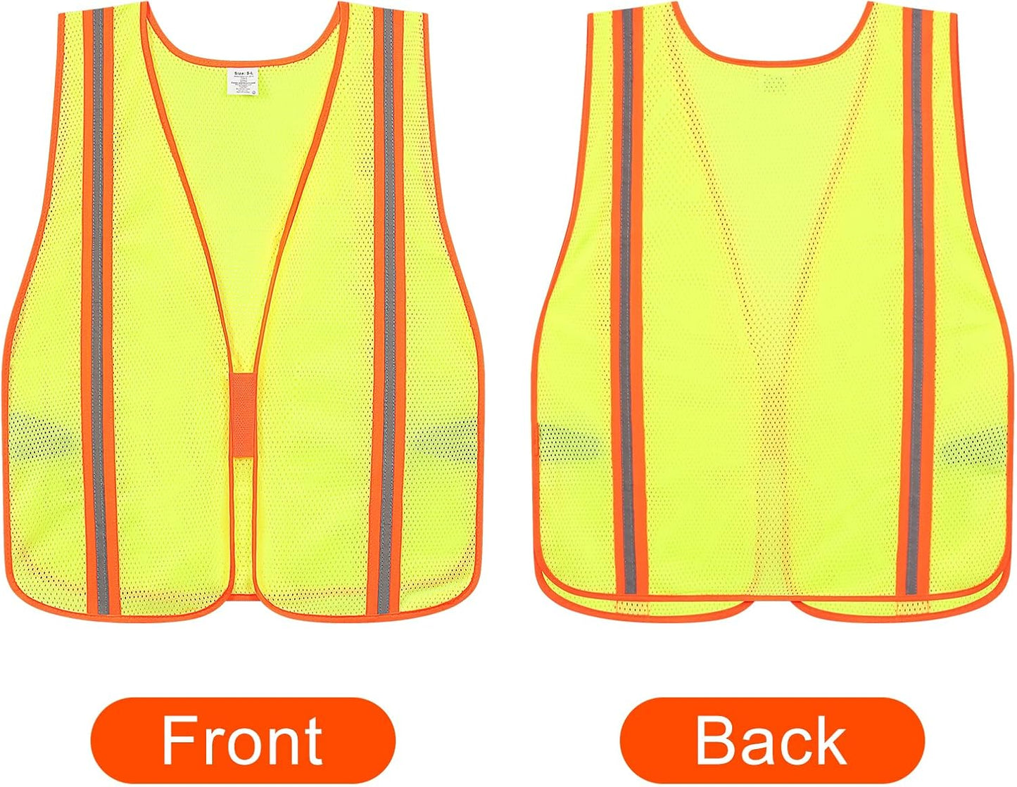 High Visibility Reflective Safety Vest for Men Women Class 2 Hi Vis Mesh Fabric Safety Work Jacket with Elastic Band