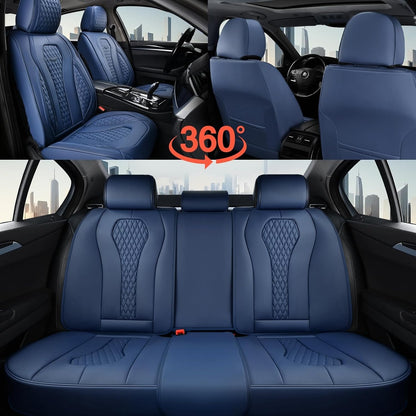 Coverado Seat Covers, Car Seat Covers Full Set, Black Car Seat Cover, Car Seat Covers Front Seats Back Seat Cover, Waterproof Car Seat Cushion, Leather Seat Covers Seat Protector Fit for Most Cars