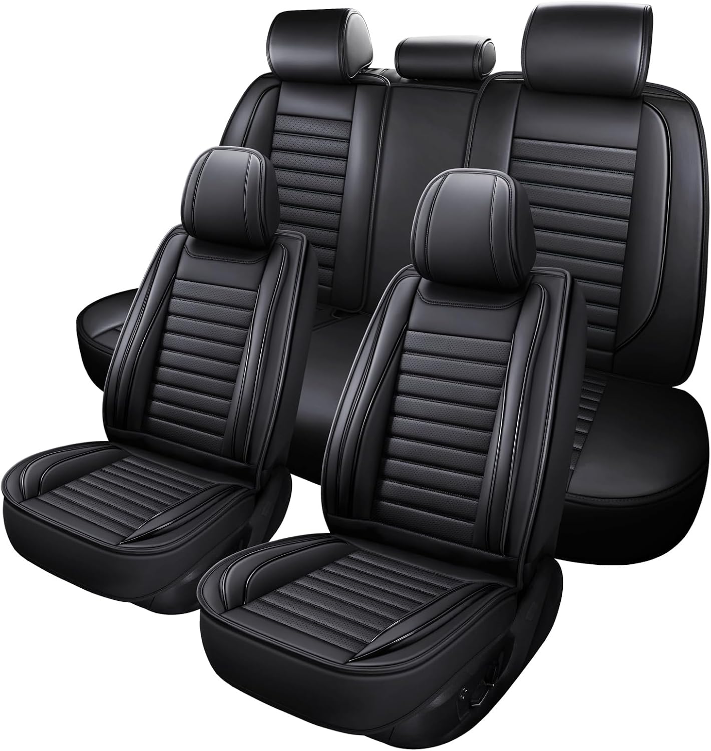 MINGBRON Leather Car Seat Covers,Car Seat Protector Waterproof,Seat Covers Full Set, Car Seat Protectors 5 Seats,Automotive Seat Covers Fit Most Cars Wine Red