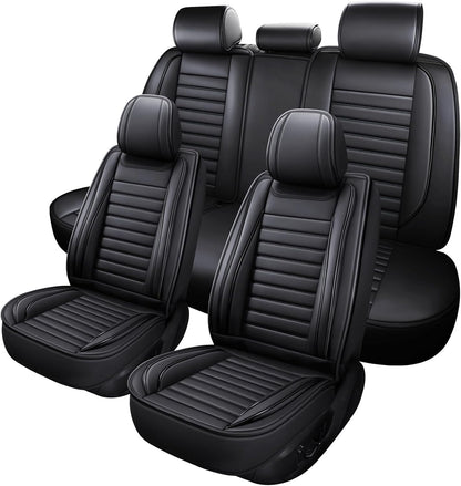 MINGBRON Leather Car Seat Covers,Car Seat Protector Waterproof,Seat Covers Full Set, Car Seat Protectors 5 Seats,Automotive Seat Covers Fit Most Cars Wine Red
