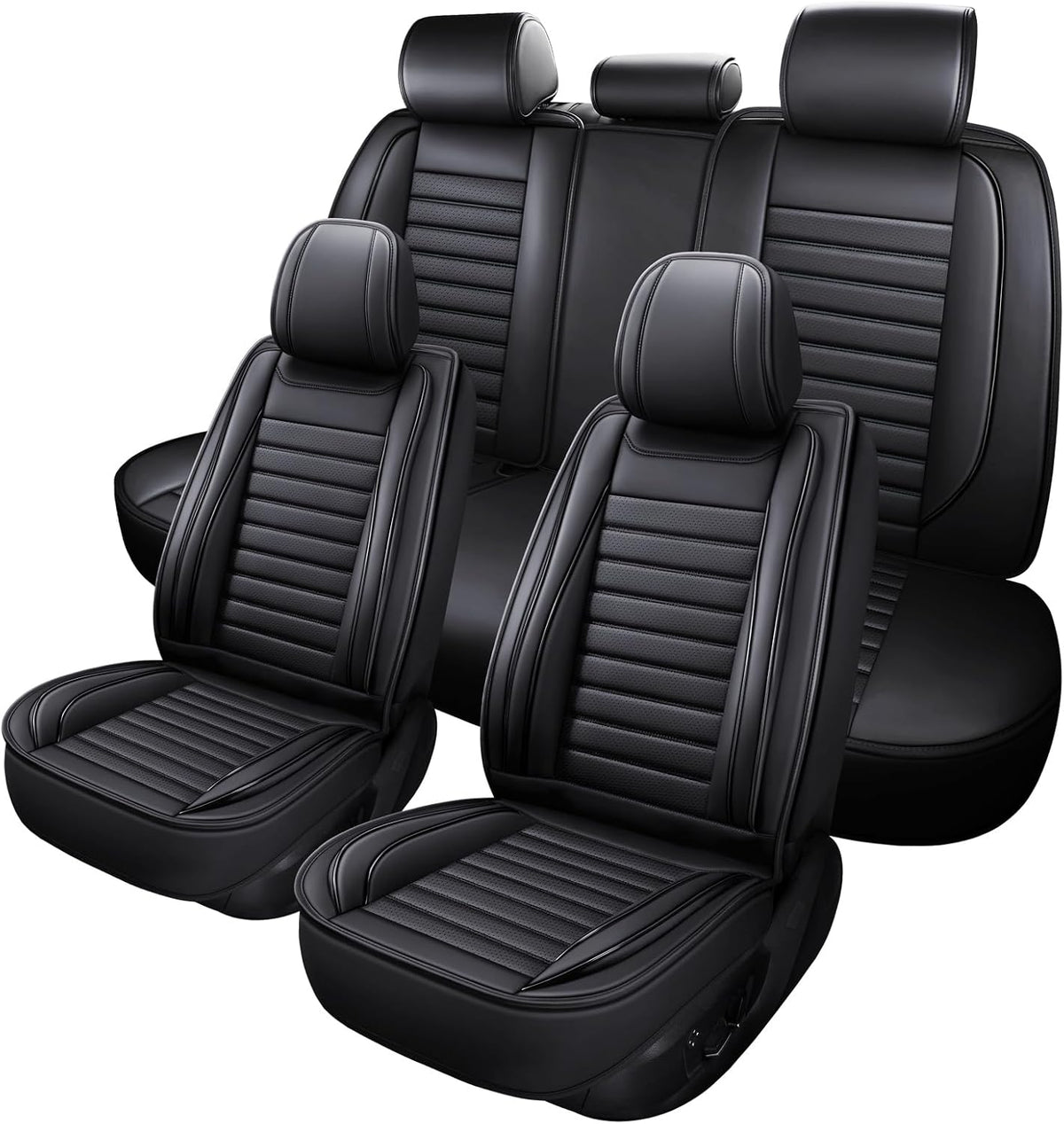 MINGBRON Leather Car Seat Covers,Car Seat Protector Waterproof,Seat Covers Full Set, Car Seat Protectors 5 Seats,Automotive Seat Covers Fit Most Cars Wine Red