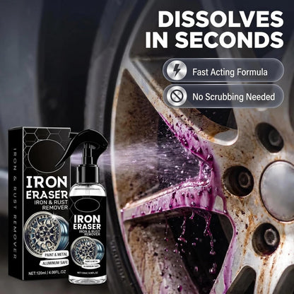 Iron Eraser Rust Remover Spray - 2026 Powerful Car Rust Remover - Fast Acting Rust Iron and Rust Remover - Professional Iron Powder Remover Cleaner for Automotive Wheels Paint Metal Surface (1PC)