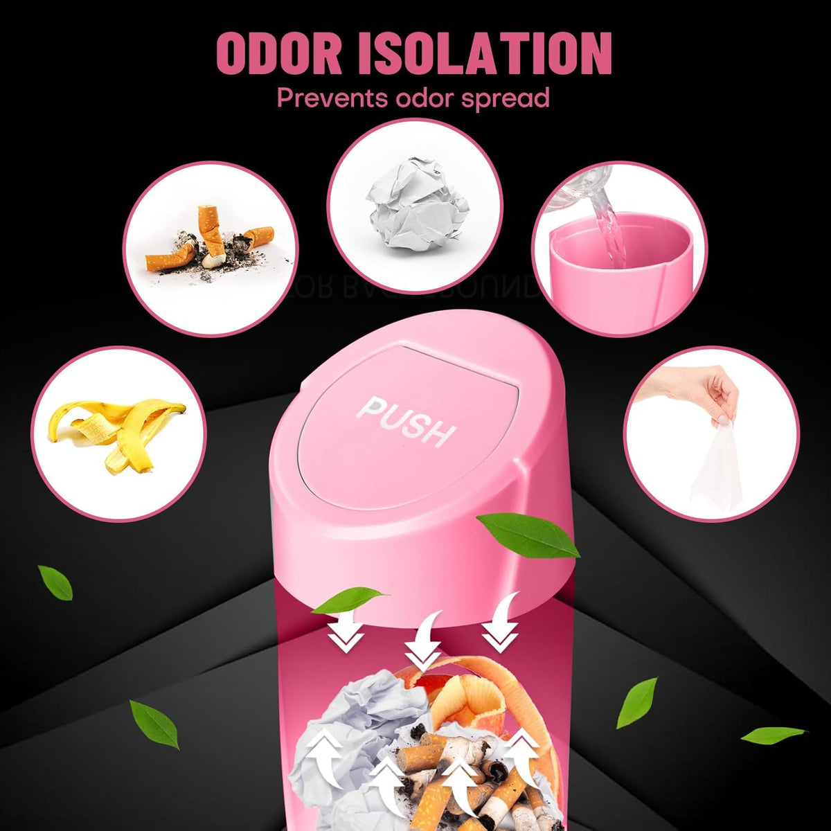 Car Trash Can Bin with Lid - Car Garbage Can Cup Holder - Pink Mini Leakproof Vehicle Garbage Bin with 20pcs Trash Bags - Automobile Organizers and Storage for Front Back Seat Accessories