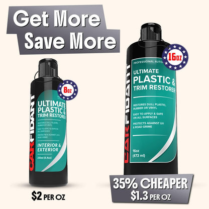 Carfidant Ultimate Trim & Plastic Restorer for Cars - Black Plastic Restorer - Restores Faded and Dull Plastic, Rubber, Vinyl - 8.4 fl oz