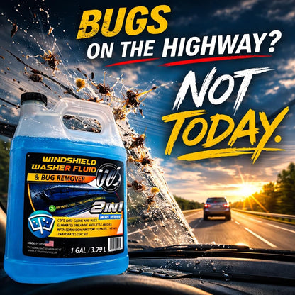UCS 2-in-1 Windshield Washer Fluid 2-Pack (1 Gallon Each, 256 fl oz Total) – Ready to Use, Streak-Free Formula, All-Weather Cleaning, Removes Bugs, Dirt & Road Grime – Premium Windshield Cleaner