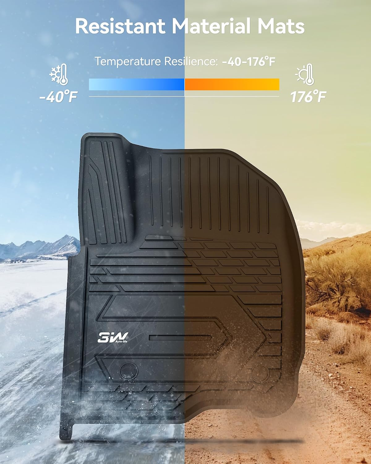 3W Floor Mats & Cargo Liner Fit for 2021 2022 2023 2024 2025 2026 Chevy Tahoe/GMC Yukon/Cadillac Escalade 7 Seat, TPE All Weather Custom Fit Car Accessories Heavy Duty Rubber Full Set Trunk Mats - Colors A