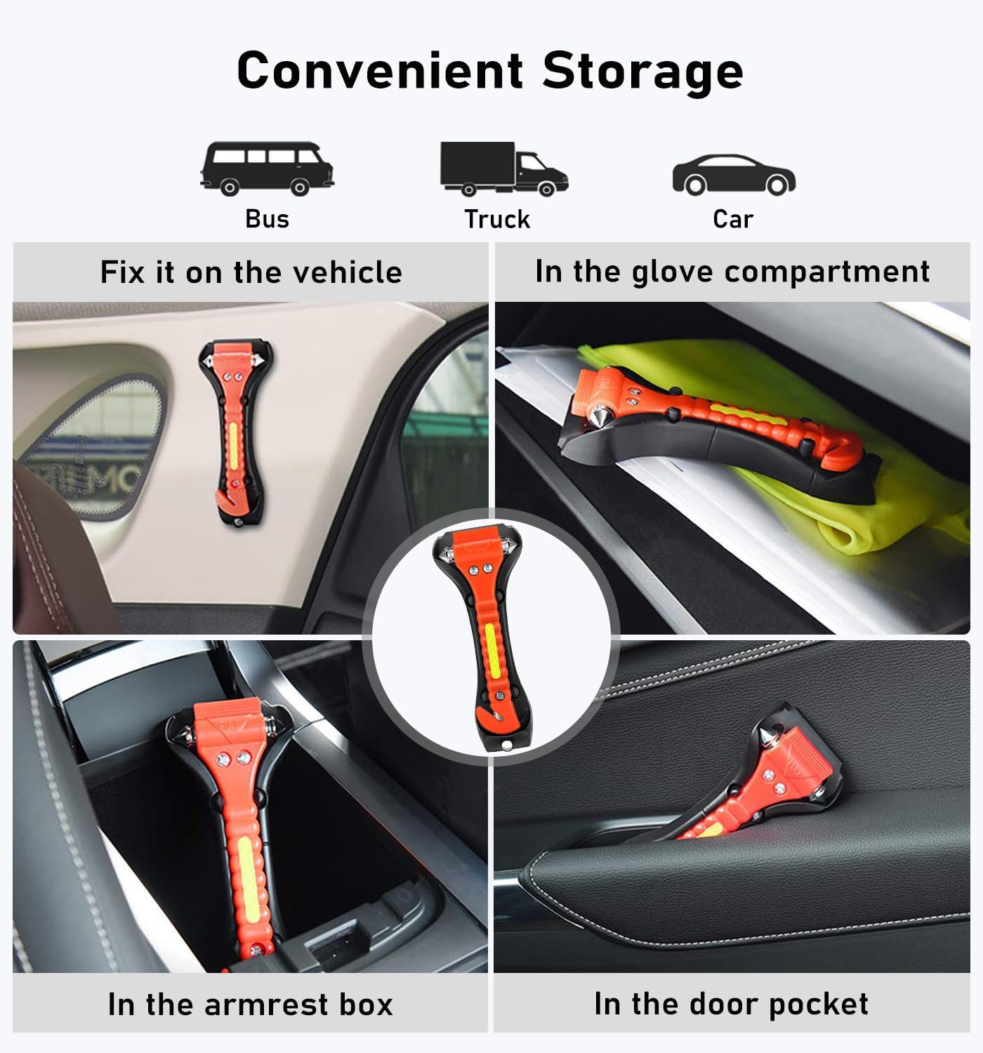 Car Safety Hammer 10 Pack, Car Emergency Escape Tool Car Window Glass Breaker and Seat Belt Cutter with Light Reflective Tape for Family Rescue, Life Saving Survival Kit