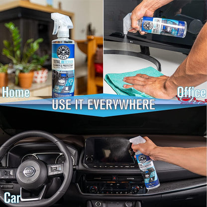 Chemical Guys Total Interior Cleaner and Protectant, 16 Fl Oz + 3 Pack of Microfiber Towels (Safe for Cars, Trucks, SUVs, Jeeps, Motorcycles, RVs & More)