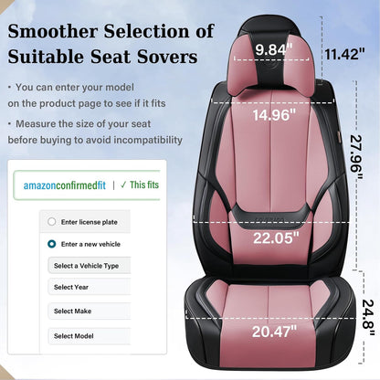 Coverado Seat Covers Full Set, Black Seat Covers for Cars 5 Seats, Car Seat Protector, Waterproof Nappa Leather Car Seat Cushion, Front and Rear Car Seat Cover Fit for Most Sedans SUV Pick-up Truck - Colors A
