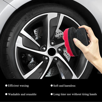 KVAEY 2 PCS Tire Dressing Applicator Pads, Reusable Hex Grip Tire Shine Applicator Polishing Sponge Pads, Wheel Tire Shine Detailing Foam for Most Vehicles, Car Accessories (Black, 3.15")