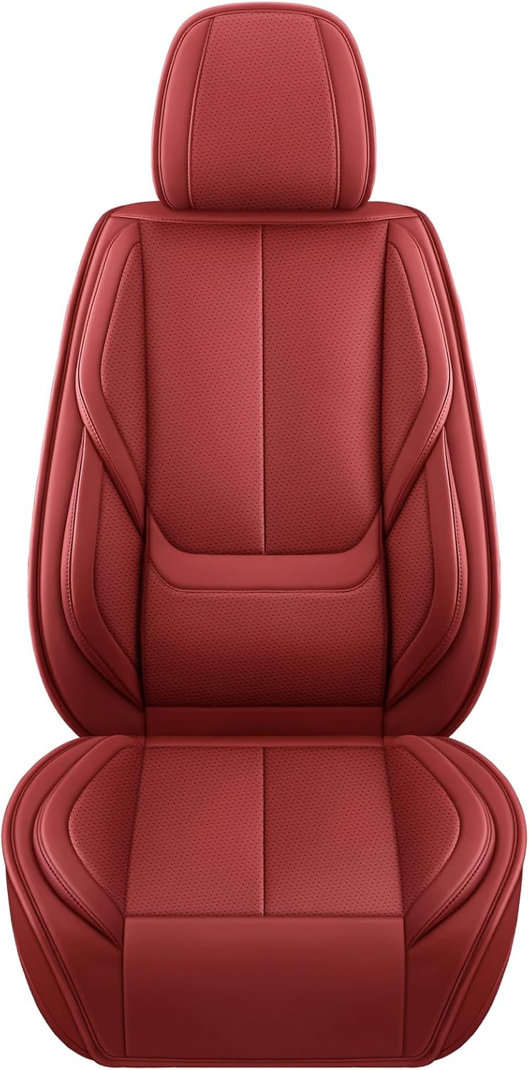 MINGBRON Car Seat Cover Full Set, Leather Car Seat Cover, Waterproof Seat Covers, Car Seat Cushion, Nappa Leather Seat Covers Car Seat Protector Universal Fit Most Cars Black