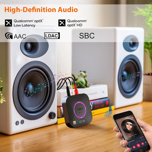 1Mii B06+ Bluetooth Receiver, Hi-Fi Wireless Audio Adapter, Bluetooth 5.3 Receiver with 3D Surround aptX HD aptX Low Latency for Home Music Streaming Stereo System