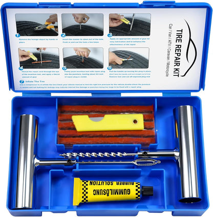 Tire Repair Kit with Plugs, Tire Plug Kit Heavy Duty Professional for Car, ATV, Motorcycle, Truck, Flat Tire Emergency Repair (Boxed Type - 16 PCs)