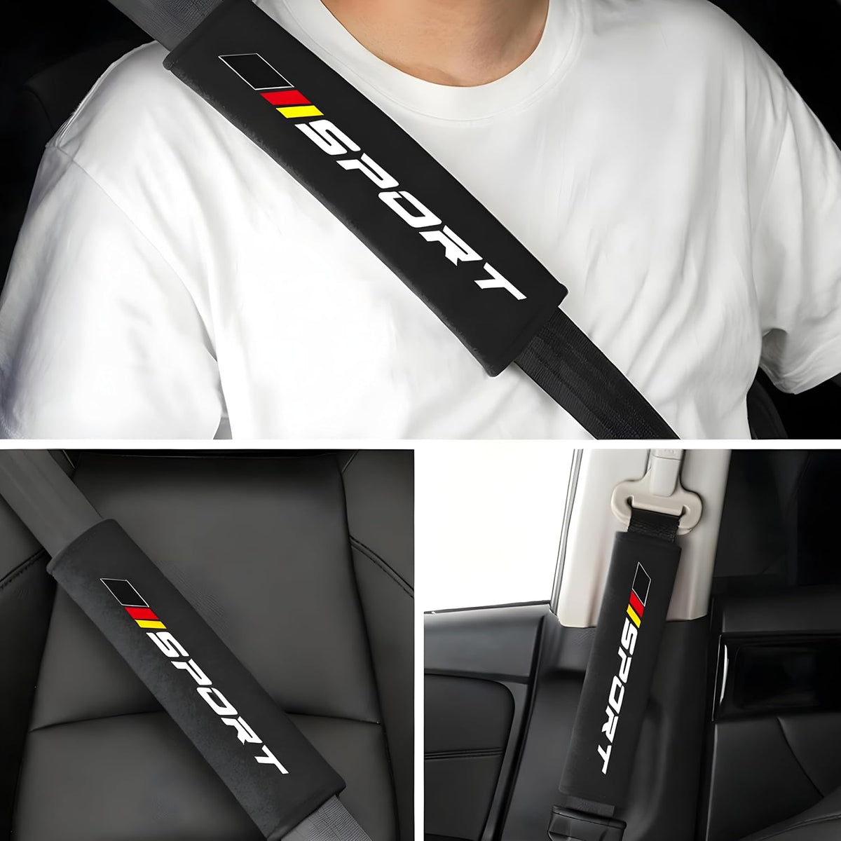 Mandark Car Seat Belt Pad, Vehicle Seatbelt Shoulder Strap Cover for More Comfortable Driving, Auto Interior Safety Belt Protection Cushion Accessories, Universal for SUV, Truck, RV (Black)