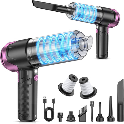 KMM Handheld Car Vacuum Cleaner, 9000Pa Vacuum Cleaner and Air Duster, 120W High Power Hand Held Vacuum with LED Light and Multi-Nozzles for Car, Home, Office, Pet